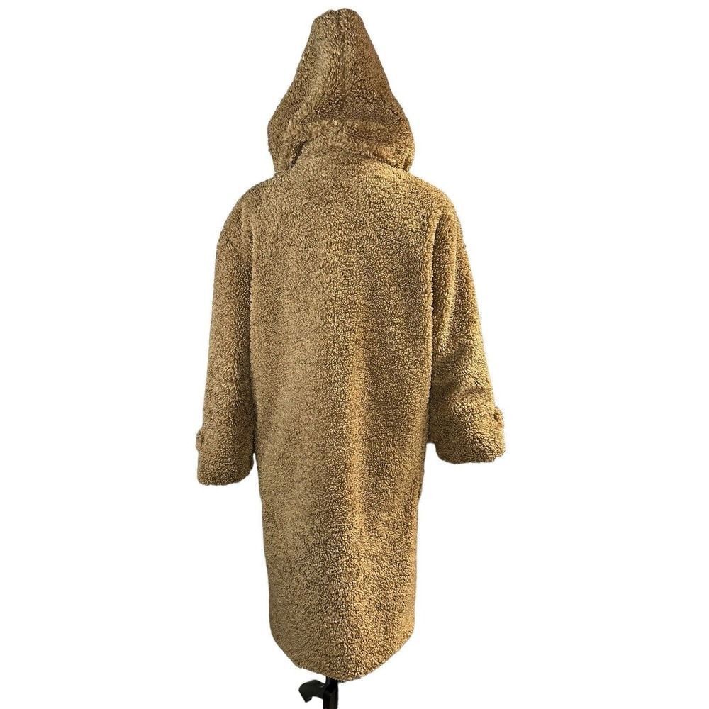 Mango Renne Brown Teddy Shearling Coat Hooded Coat toggle closure sz XS - Picture 8 of 14